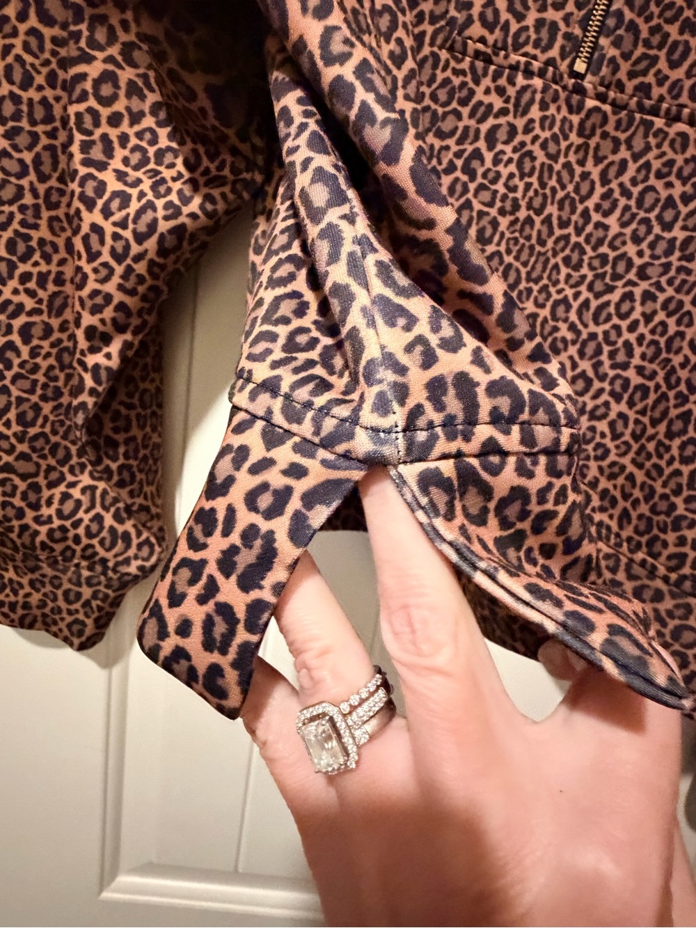 Leopard Print Half-Zip Pullover Hoodie - Brown - Picture 2 of 8